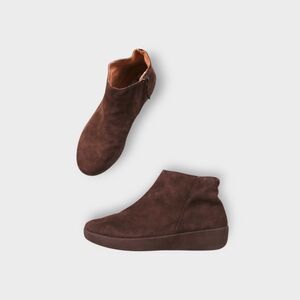 Fitflop Size Womens 6.5 Brown Sumi Booties Ankle Boots Suede Side Zipper